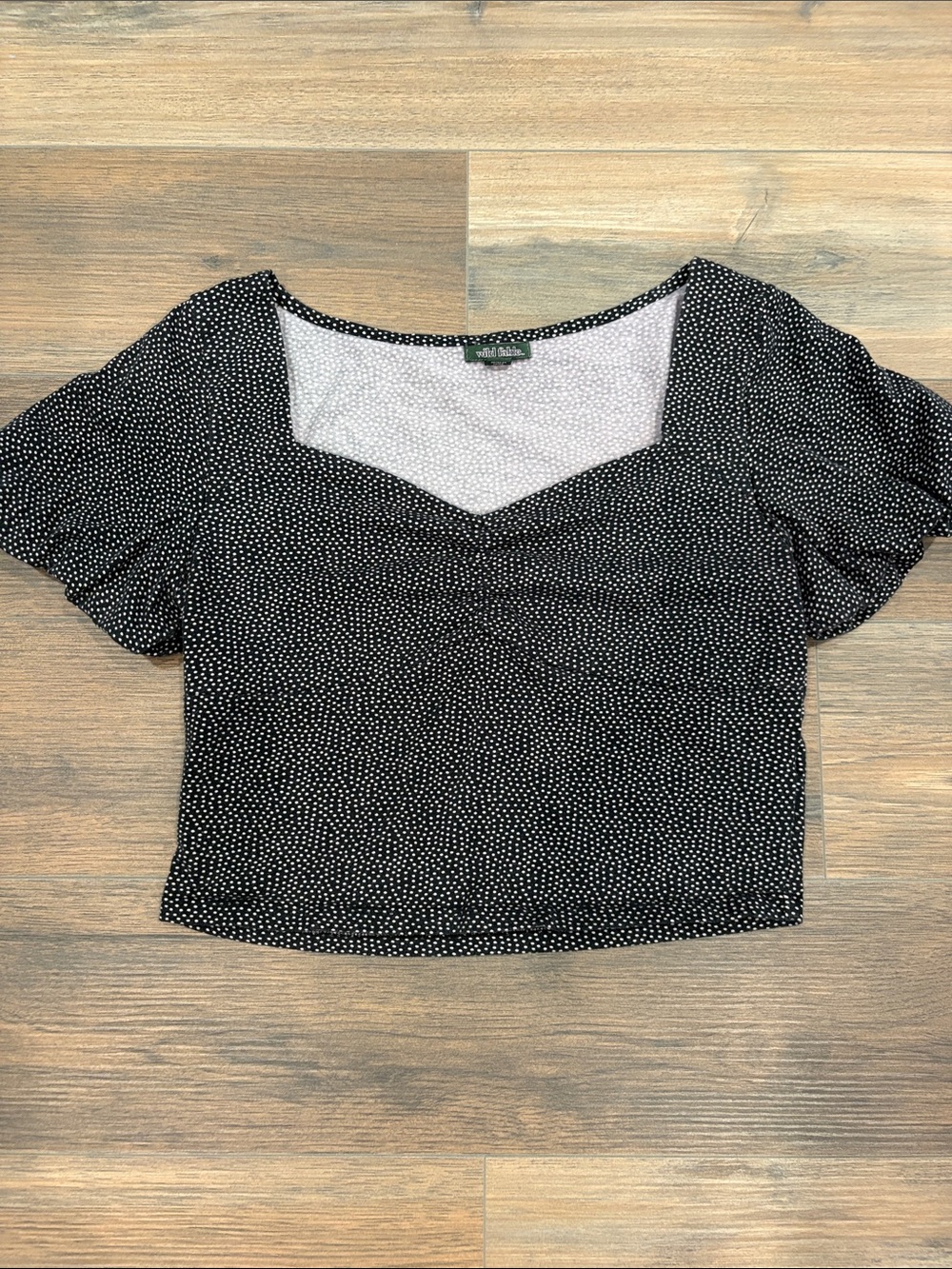 wild fable Black Polka Dot Sweetheart Crop Top medium